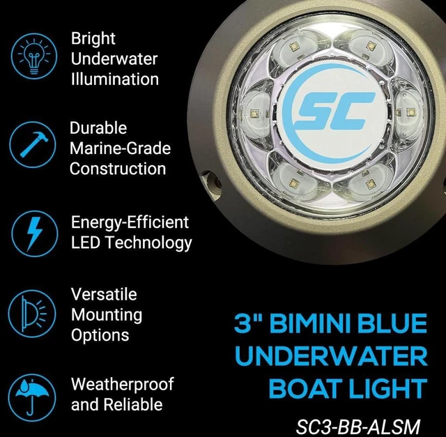 Alt view image 3 of 5 - Shadow-Caster SC3 Series Underwater Light - Bimini Blue