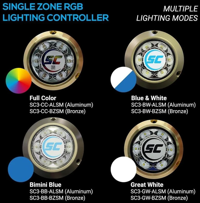 Alt view image 5 of 5 - Shadow-Caster SC3 Series Underwater Light - Bimini Blue