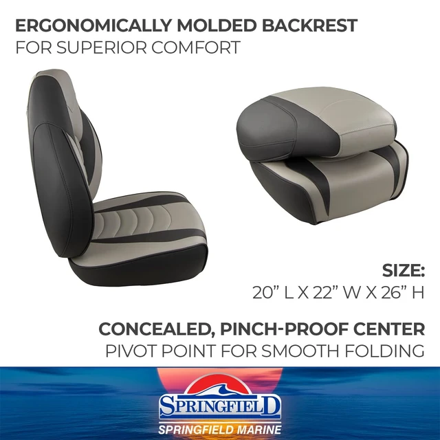 Alt view image 8 of 10 - Springfield Marine 1780238 Deluxe Fish Pro High Back Seat - Charcoal/Grey