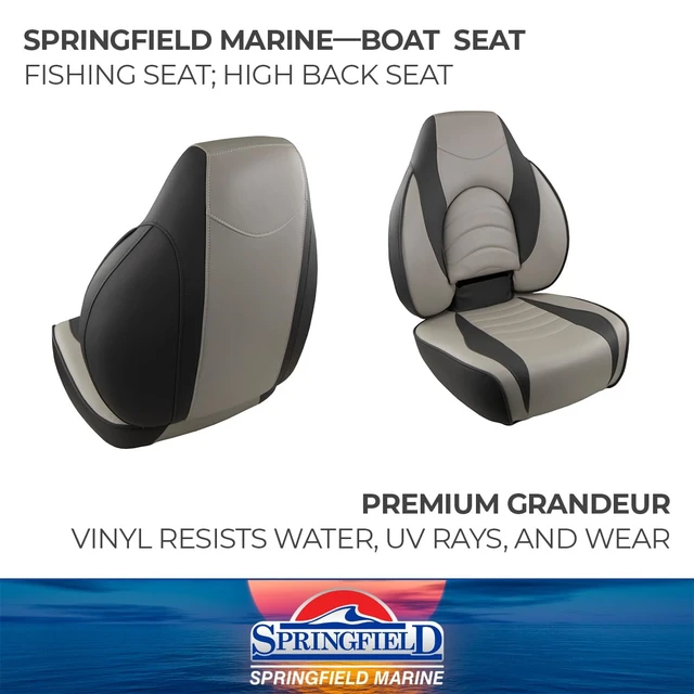 Alt view image 7 of 10 - Springfield Marine 1780238 Deluxe Fish Pro High Back Seat - Charcoal/Grey