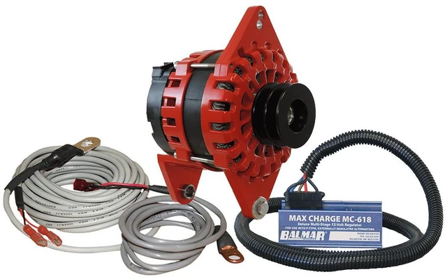 Main image of Balmar Alternator 250 AMP Kit 12V 4" Dual Foot Saddle Dual Vee Pulley Regulator & Temp Sensor