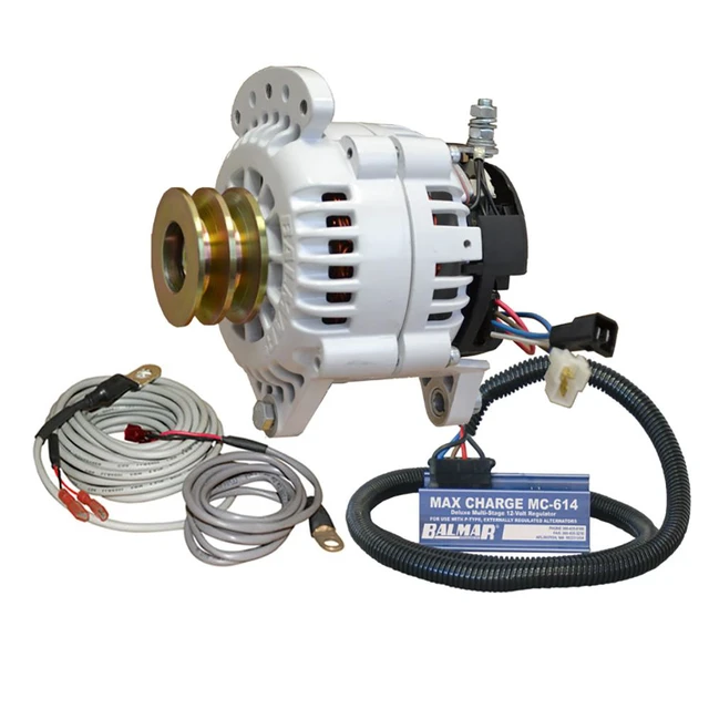 Alt view image 3 of 3 - Balmar Alternator 120 Amp Kit 12V 3.15" Dual Foot Saddle Dual Vee Pulley Regulator &Amp; Temp Sensor