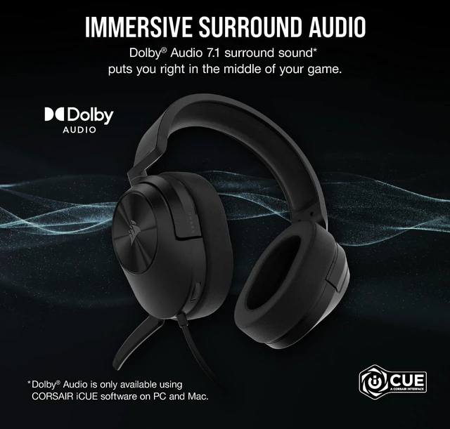 Alt view image 2 of 5 - CORSAIR HS55 SURROUND V2 HEADSET, CARBON - WW
