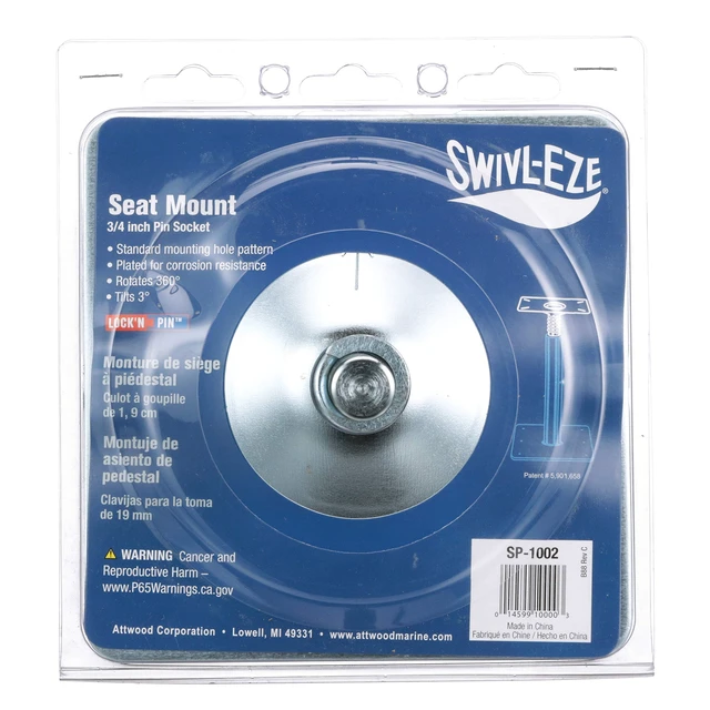 Alt view image 6 of 6 - Attwood Swivl-Eze Lock'N-Pin 3/4" Pin Seat Mount - Zinc Coated