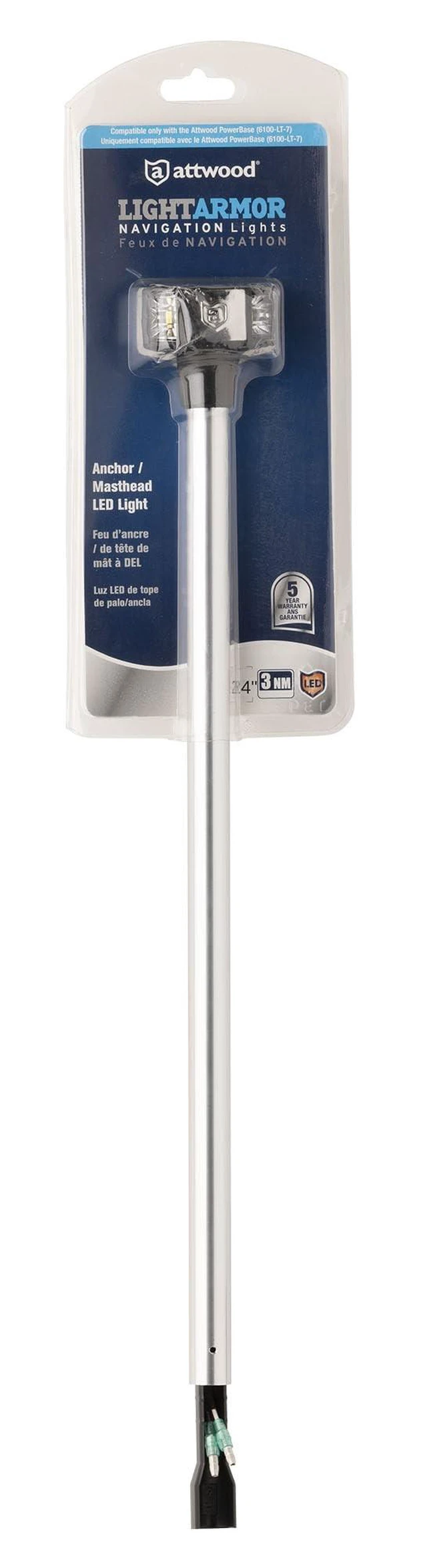 Alt view image 7 of 7 - Attwood LightArmor Masthead 24" Anchor Light f/Use With Powerbase