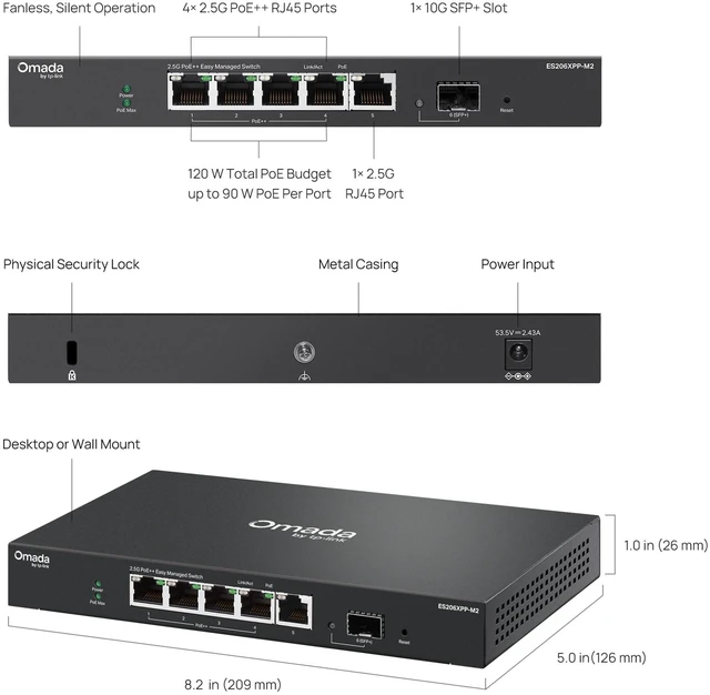 Alt view image 5 of 5 - Omada ES206XPP-M2 Ethernet Switch