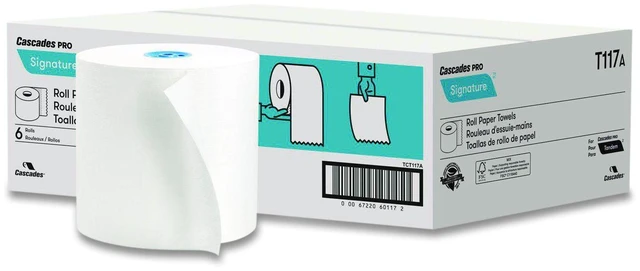 Main image of Signature Hardwound Roll Towels for Tandem Dispensers 1-Ply 7.5" x 1000 ft White 6 Rolls/Carton TGT117