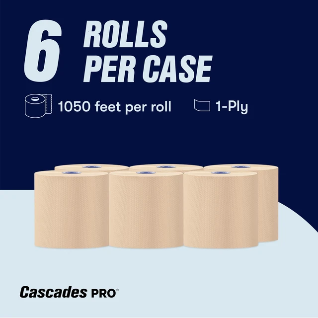 Alt view image 3 of 7 - Perform Hardwound Roll Towels for Tandem Dispensers 1-Ply 7.5" x 1050 ft Natural 6/Carton T225