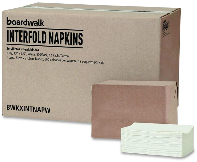 Main image of Interfold Dispenser Napkins 1-Ply 13 x 8.5 White 500/Pack 12 Packs/Carton 440000