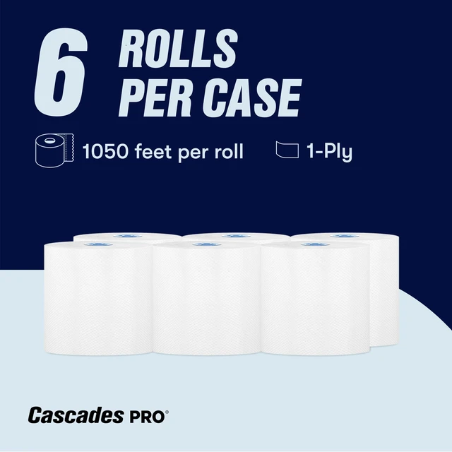 Alt view image 3 of 5 - Perform Hardwound Roll Towels for Tandem Dispensers 1-Ply 7.5" x 1050 ft Ultra White 6/Carton T220