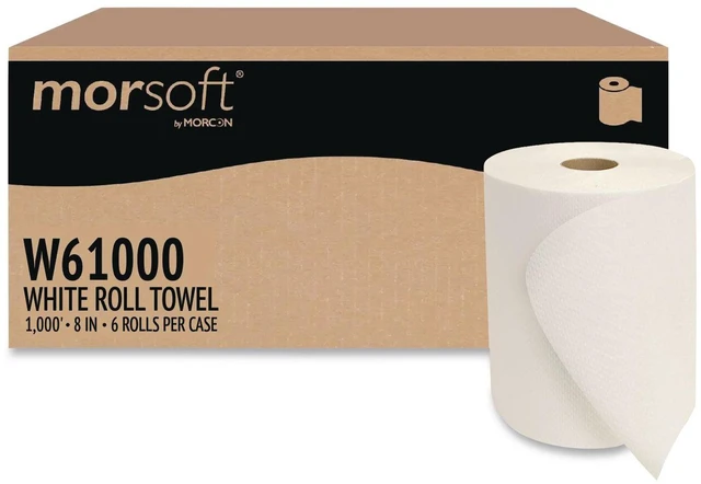 Main image of Morsoft Universal Roll Towels 1-Ply 8" x 1000 ft White 6 Rolls/Carton W61000