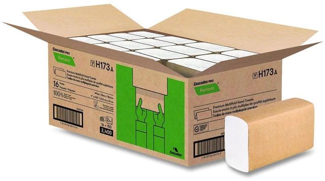 Main image of Perform Multifold Towels 2-Ply 9 x 9.45 White 150/Pack 16 Packs/Carton H173