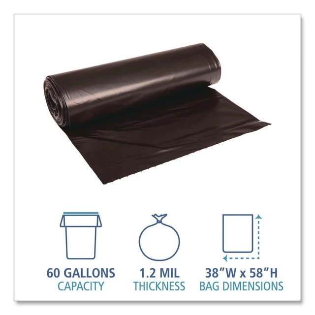 Alt view image 3 of 4 - Reprocessed Resin Can Liners 60 gal 1.2 mil 38 x 58 Black 50 Bags/Carton X7658SKKK01