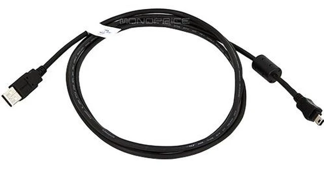 Alt view image 7 of 9 - Monoprice USB 2.0 Cable - 6 Feet - Black | A Male to Mini-B 5pin Male 28/24AWG Cable with Ferrite Core