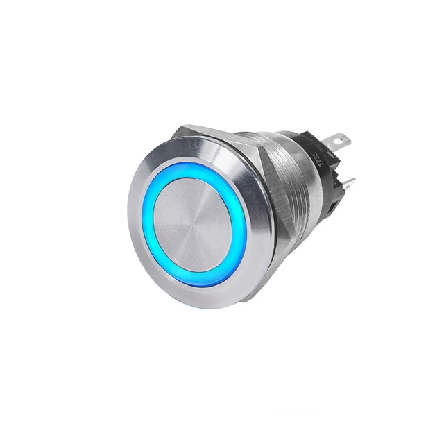 Alt view image 12 of 12 - Push Switch, Stain., Off-On, Blue, 10A