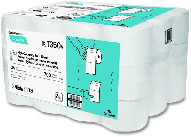 Main image of Signature High Capacity Bathroom Tissue Septic Safe 2-Ply White 700 Sheets/Roll 36 Rolls/Carton T350