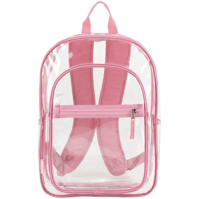 Alt view image 2 of 6 - Clear with Color Trim Backpack 11.5" x 5" x 16.5" Clear/Pink 190991EDPLM
