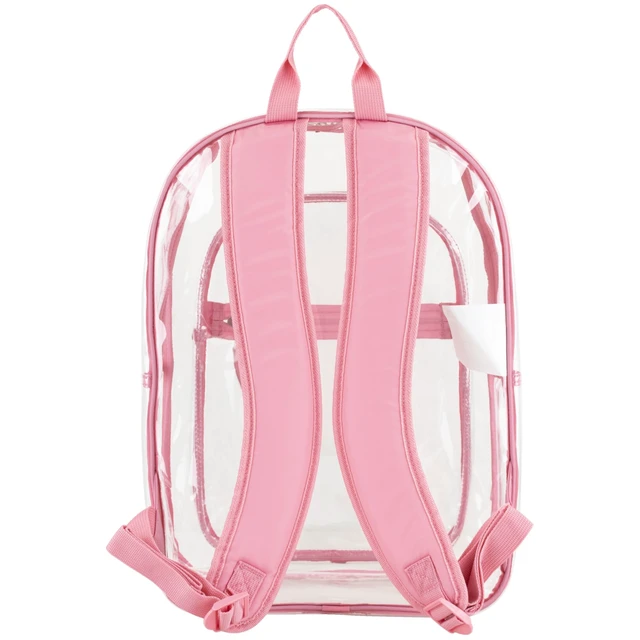 Alt view image 4 of 6 - Clear with Color Trim Backpack 11.5" x 5" x 16.5" Clear/Pink 190991EDPLM