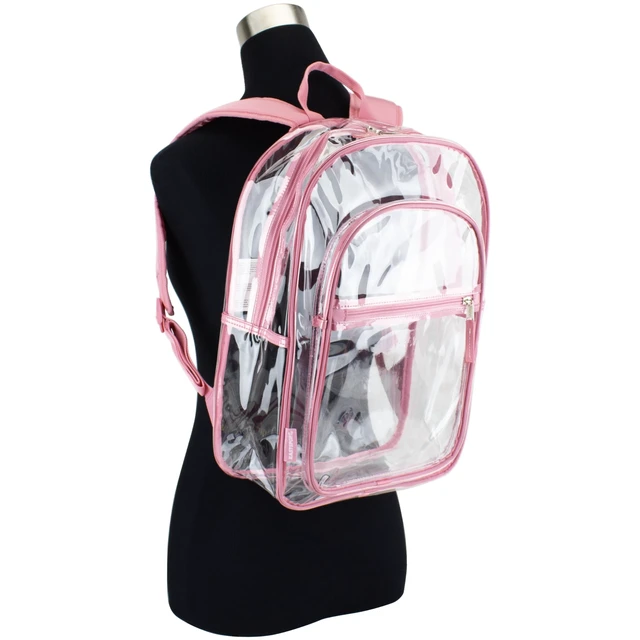 Alt view image 6 of 6 - Clear with Color Trim Backpack 11.5" x 5" x 16.5" Clear/Pink 190991EDPLM