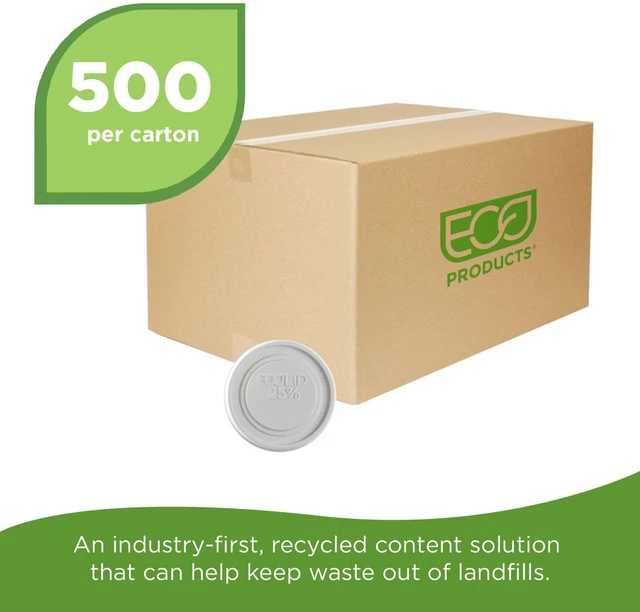 Alt view image 2 of 5 - Evolution World EcoLid 25% Recycled Food Container Lid Fits 12 to 32 oz Containers White Plastic 500/Carton EPBRSCLIDL