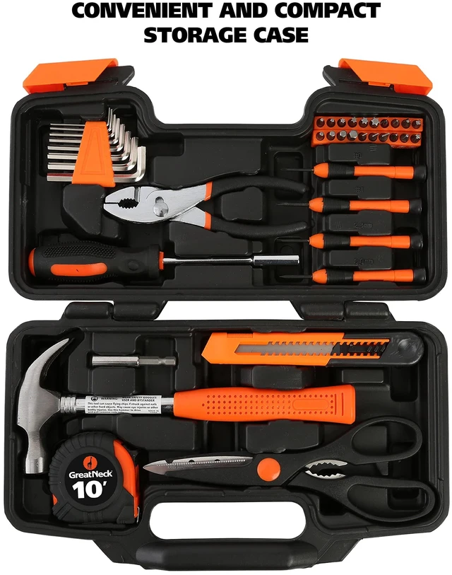 Alt view image 2 of 7 - Homeowner's 39-Piece Tool Set 12.38" x 3" x 7.25" Carry Case 73802