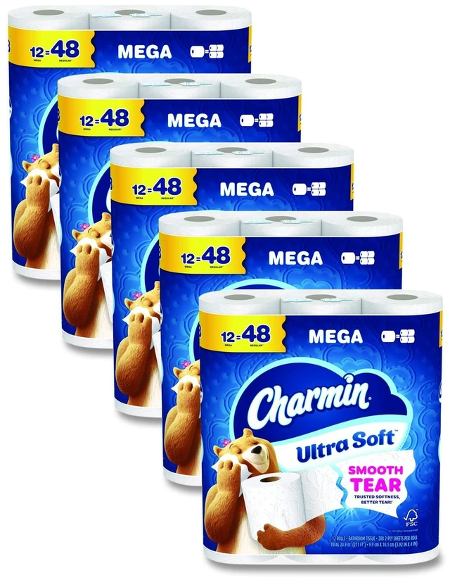 Main image of Ultra Soft Bathroom Tissue Mega Roll Septic Safe 2-Ply White 208 Sheets/Roll 12 Rolls/Pack 5 Packs/Carton 80841801