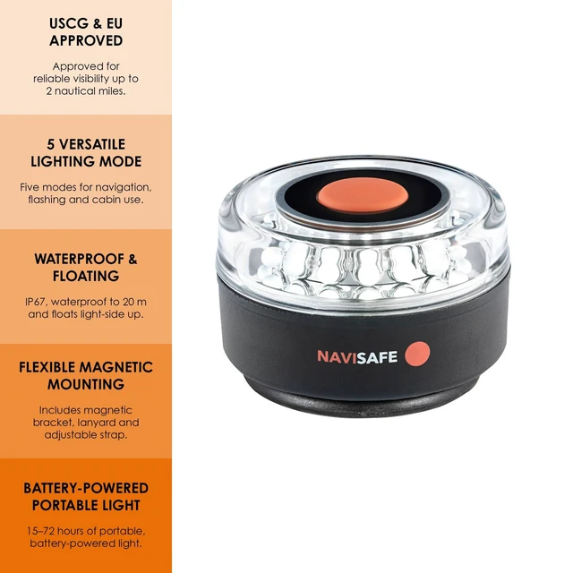 Alt view image 8 of 10 - NAVISAFE NAVILIGHT ALL-WHITE 5 MODE 360 DEGREE 2NM W/MAGNET