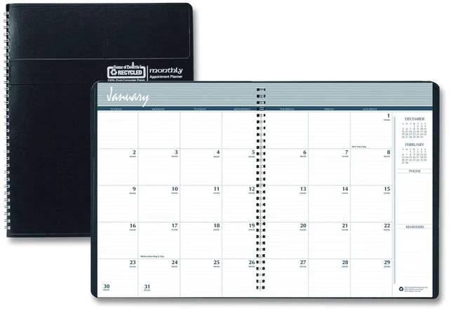 Main image of 14-Month Recycled Ruled Monthly Planner 11 x 8.5 Black Cover 14-Month: Dec 2025 to Jan 2027 26202