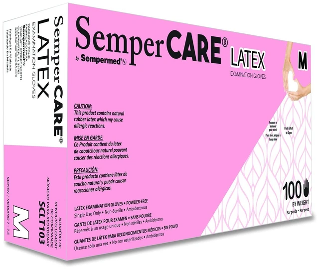 Main image of Latex Examination Gloves Powder-Free Medium 5 mil Thick 9.45" Long Cream 100/Box 10 Boxes/Carton SCLT103