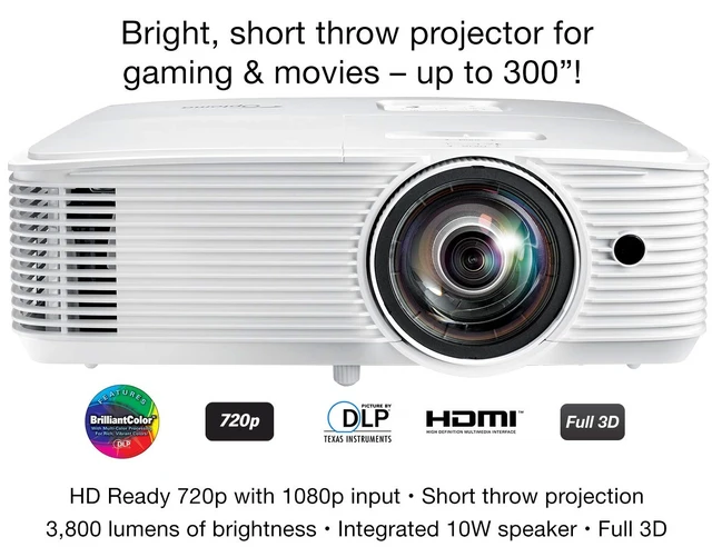 Alt view image 2 of 5 - Optoma GT1080HDR 3D Ready Short Throw DLP Projector 16:9