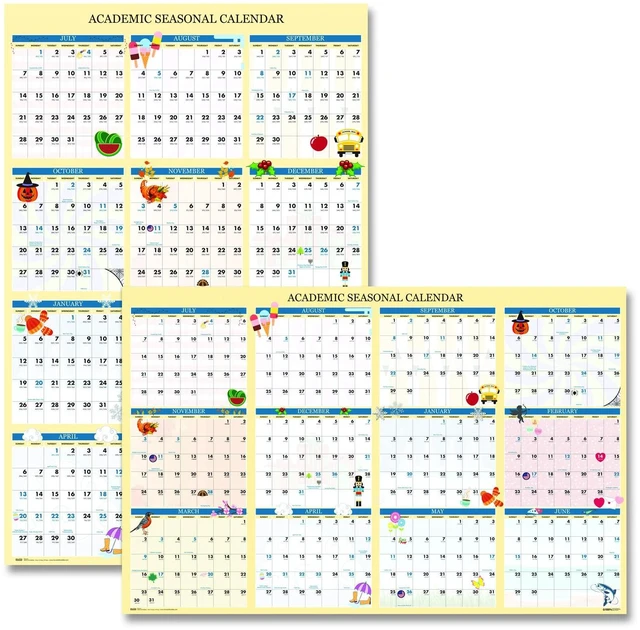 Main image of Recycled Academic Seasonal Laminated Wall Calendar Illustrated Seasons 24 x 37 12-Month July to June 2025 to 2026 39835
