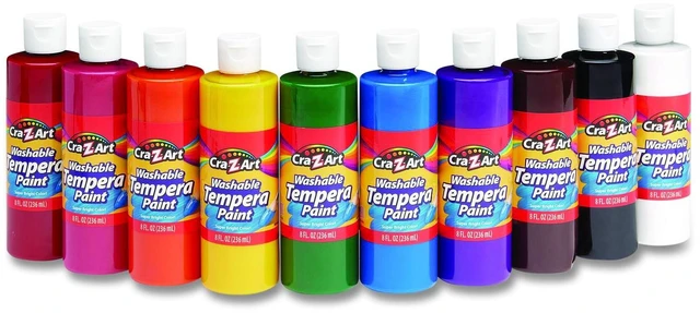 Main image of Washable Tempera Paint 10 Assorted Colors 8 oz Bottle 10/Pack 01610