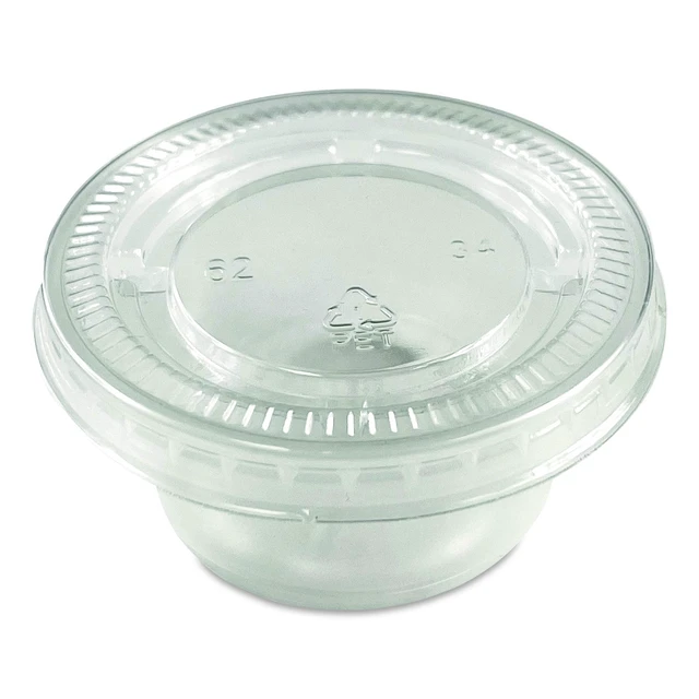 Main image of Portion Cup Lids Fits 1.5 oz to 2 oz Portion Cups Clear 100/Pack 25 Packs/Carton 60003027