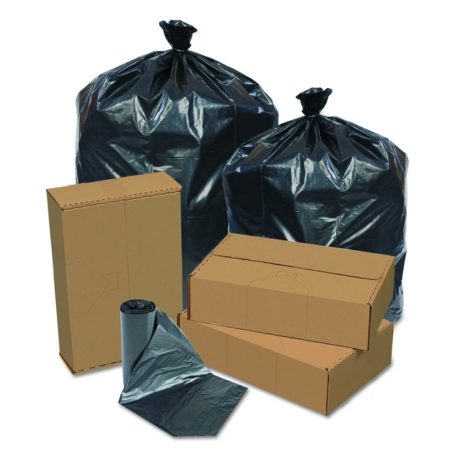 Alt view image 4 of 5 - Pitt Plastics Eco Strong Can Liners 45 gal 1.5 mil 40 x 46 Black 100/Carton