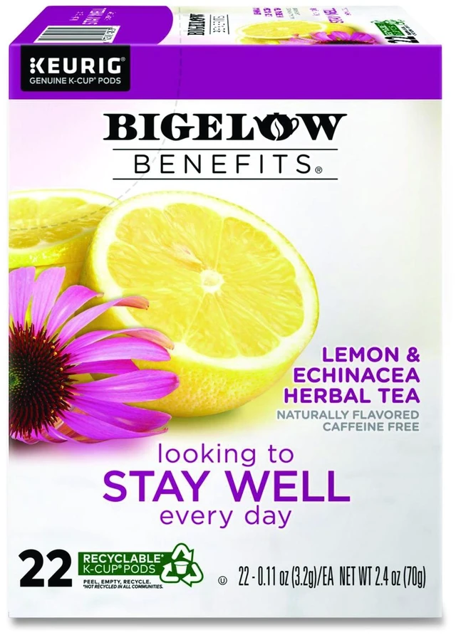 Alt view image 8 of 8 - Bigelow Benefits Stay Well Lemon and Echinacea Herbal Tea Pods 22/Box (420250)