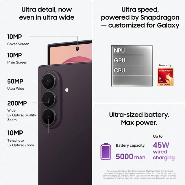 Alt view image 11 of 14 - Samsung Galaxy Z Fold8 Ultra SM-F976U 512 GB Smartphone - 8" Flexible Folding Screen Dynamic AMOLED 2X QXGA+ 2504 x 2256 - Octa-core (OryonDual-core (2 Core) 4.74 GHz + Oryon Hexa-core (6 Core) 3