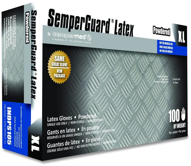 Main image of Latex Gloves Powdered X-Large 4 mil Thick 9.45" Long Cream 100/Box 10 Boxes/Carton INDPS105