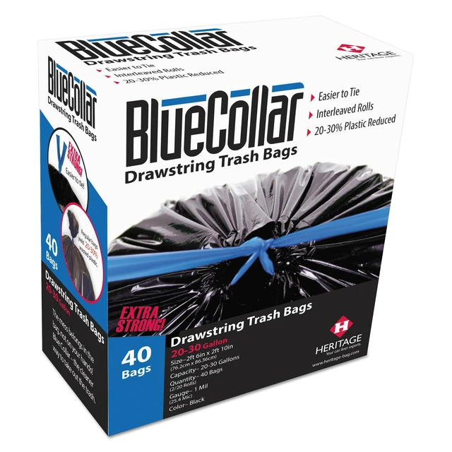 Alt view image 2 of 2 - Drawstring Trash Bags 30 gal 1 mil 30" x 34" Black 240/Carton N6034YKRC1