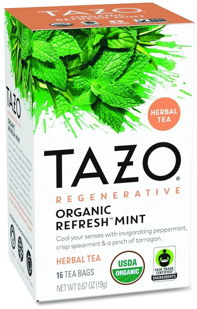 Main image of Tea Bags Organic Refresh Mint 16/Box 6 Boxes/Carton 10794522003508