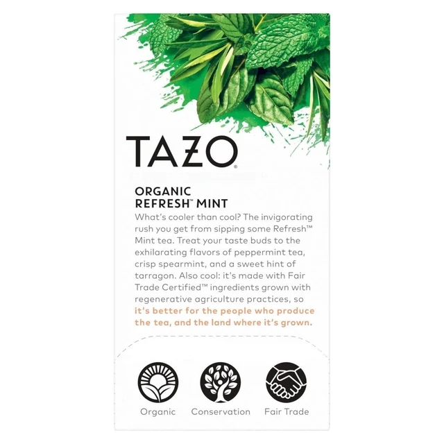 Alt view image 4 of 5 - Tea Bags Organic Refresh Mint 16/Box 6 Boxes/Carton 10794522003508