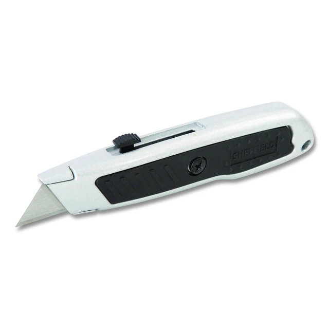 Main image of Retractable Utility Knife 1.25" Blade 3.5" Plastic Handle Black/Gray 12243