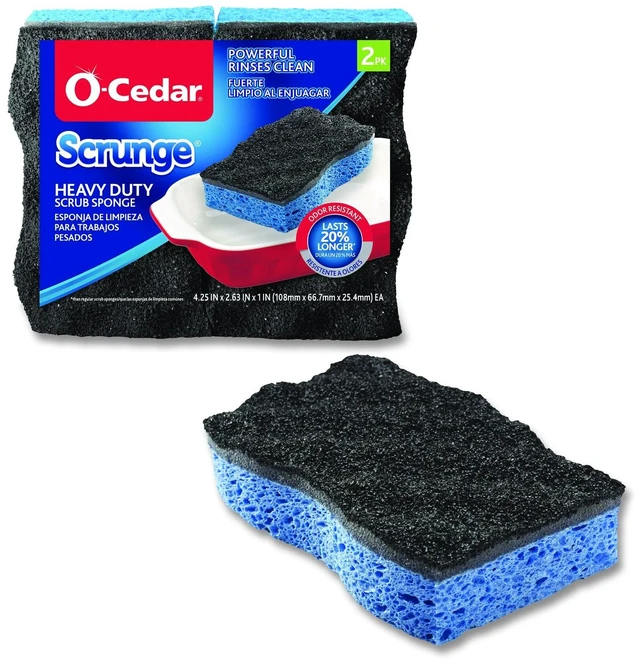 Main image of Scrunge Heavy-Duty Sponge 2.63 x 4.25 1" Thick Black/Blue 2/Pack 8 Packs/Carton 148377