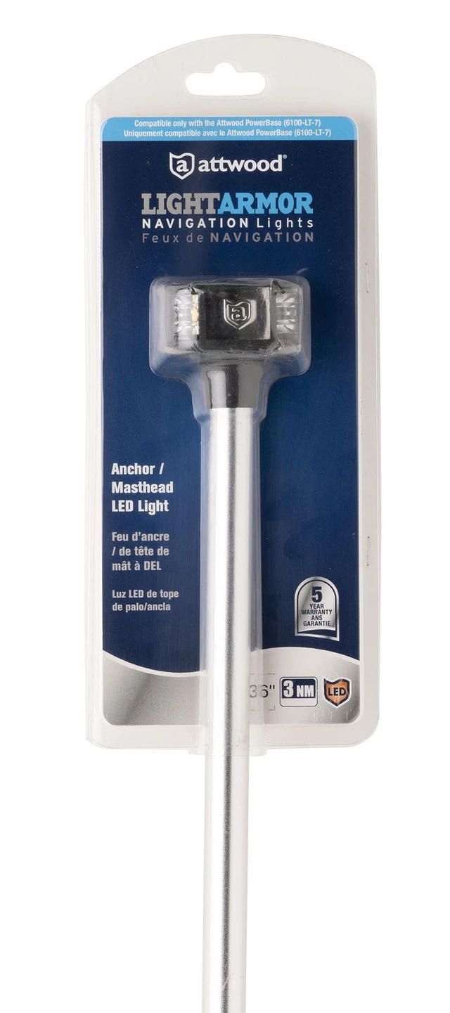 Alt view image 7 of 7 - Attwood LightArmor Masthead 36" Anchor Light f/Use With Powerbase