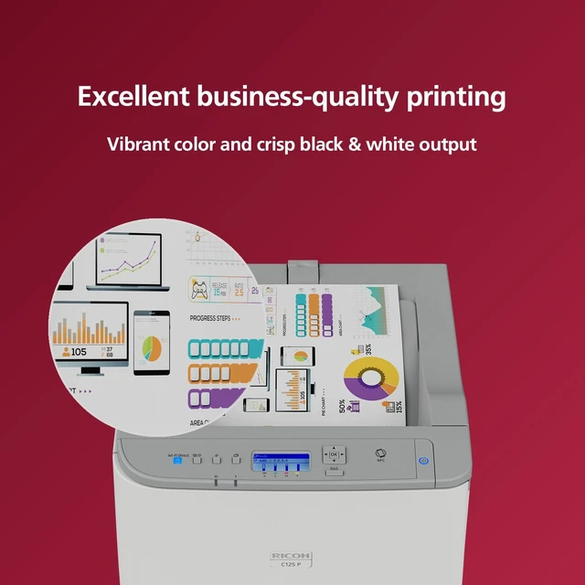 Alt view image 2 of 6 - Ricoh C125 P Desktop Wireless Laser Printer Color