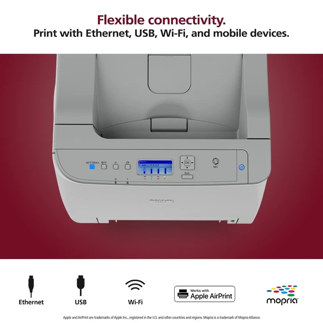 Alt view image 4 of 6 - Ricoh C125 P Desktop Wireless Laser Printer Color