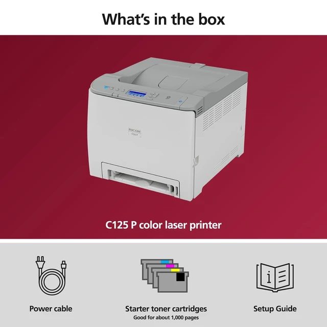 Alt view image 6 of 6 - Ricoh C125 P Desktop Wireless Laser Printer Color