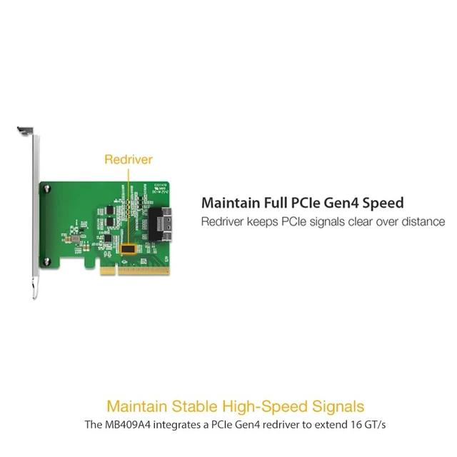 Alt view image 4 of 7 - EXLINK MB409A4 SLIMSAS 8I (SFF- 8654) TO PCIE 4.0 X8 ADAPTER CARD W