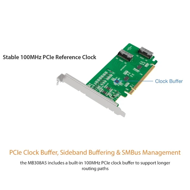 Alt view image 5 of 5 - EXLINK MB308A5 PCIE 5.0 X16 NVM E HOST ADAPTER CARD WITH 2 MCIO 8