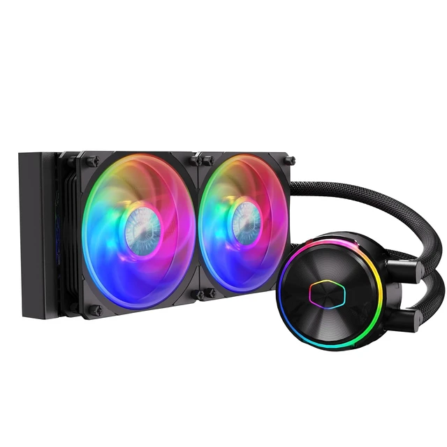Alt view image 2 of 7 - Cooler Master MasterLiquid PL240 FLUX Close-Loop AIO CPU Liquid Cooler, Gen2 ARGB Dual Loop Pump