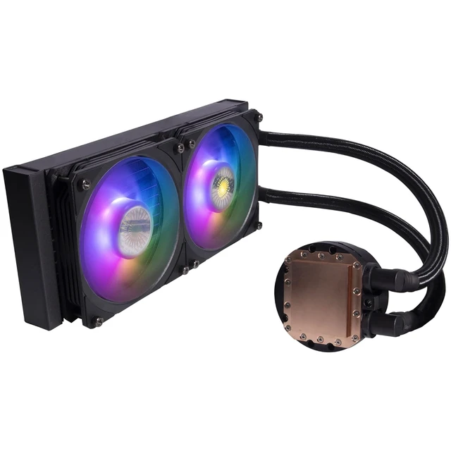 Alt view image 3 of 7 - Cooler Master MasterLiquid PL240 FLUX Close-Loop AIO CPU Liquid Cooler, Gen2 ARGB Dual Loop Pump